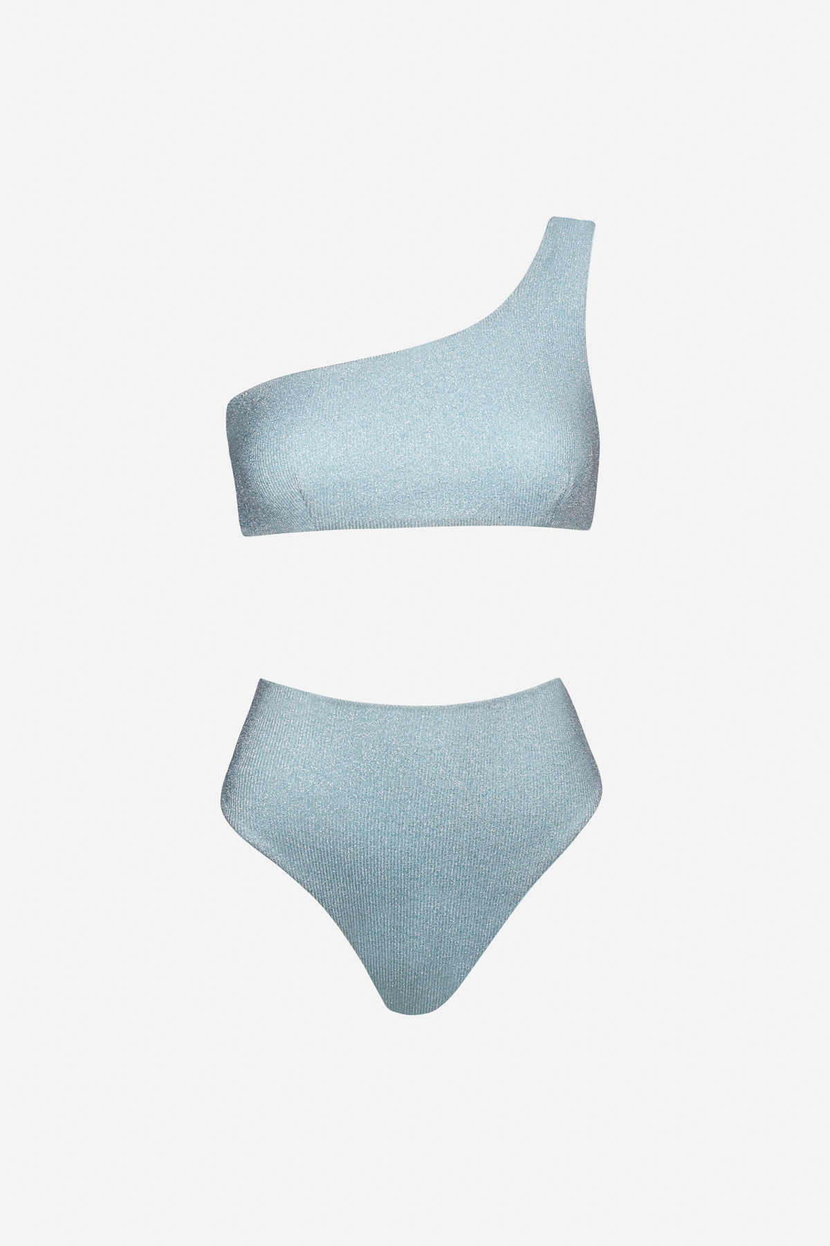 One Shoulder High Waist Bikini in Sky Blue
